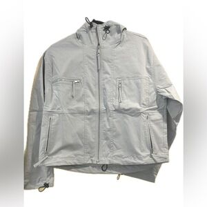 New Thakoon Hooded Cotton Zip Up Jacket. Size S, M. Pale gray. NWT